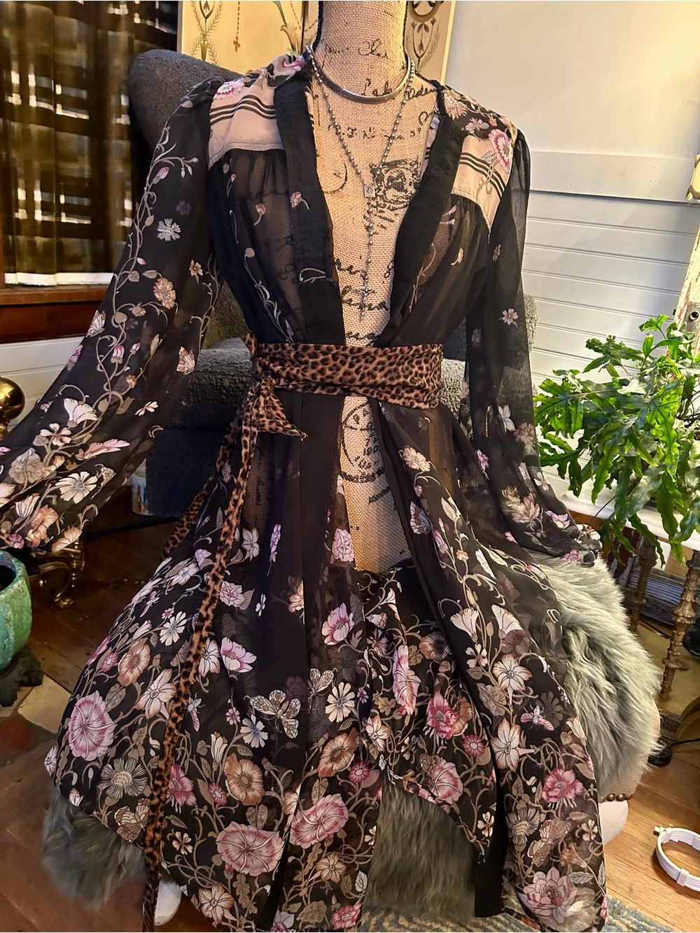 Handmade Whimsigoth Sheer Floral Maxi Dress Duster - Picture 15 of 16